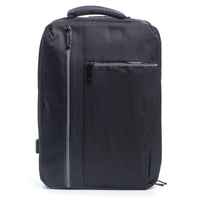 Zaino da cabina multiscomparto, porta laptop 17''. Adattabile a Trolley. Presa USB esterna nascosta.