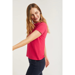 Maglietta basic fucsia a maniche corte con logo Rigby Go