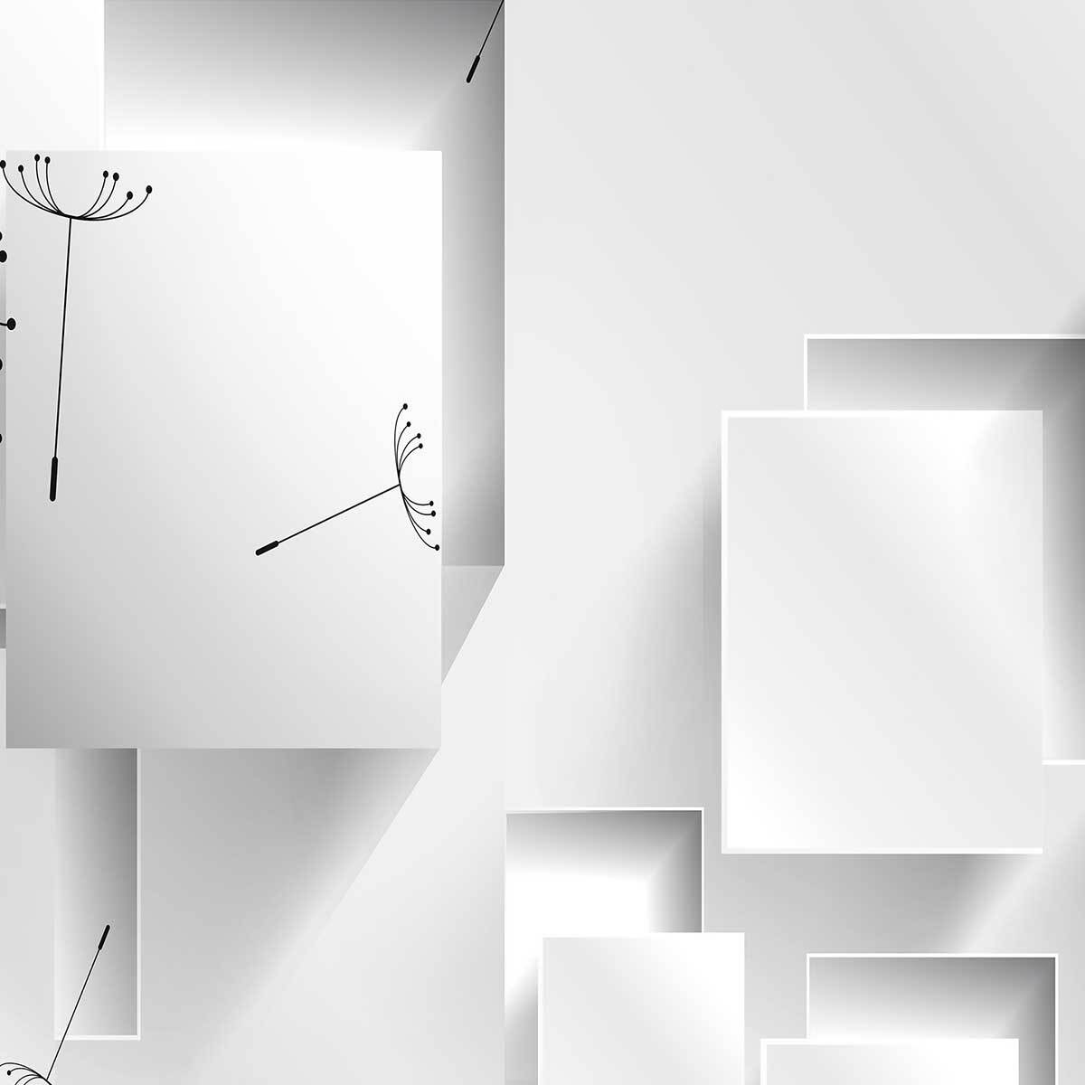 Affiche encadrée pissenlits graphiques noir et blanc Affiche + cadre en métal - Noir