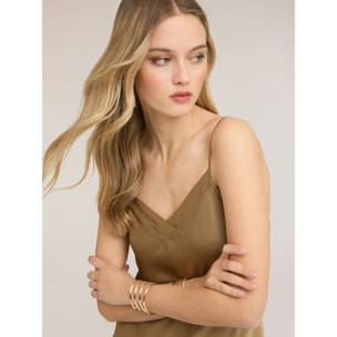 Motivi - Vestito lungo lingerie in raso - Verde militare