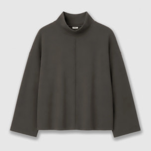 Top manga larga costura gris marengo