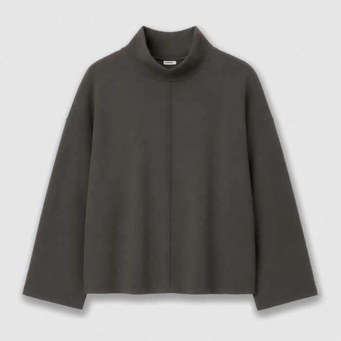 Top manga larga costura gris marengo
