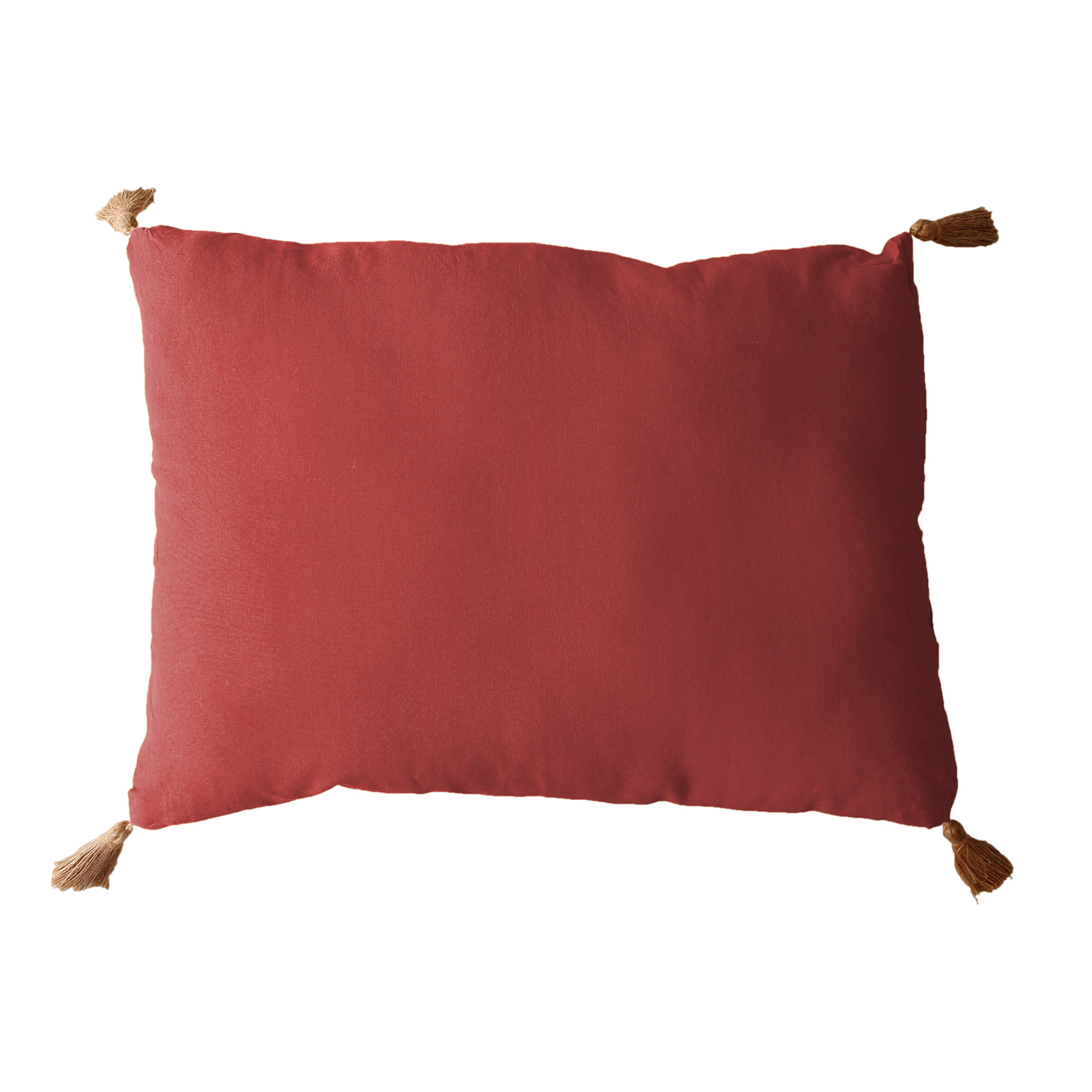 Coussin avec pompons en jute - Brique