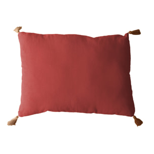 Coussin avec pompons en jute - Brique