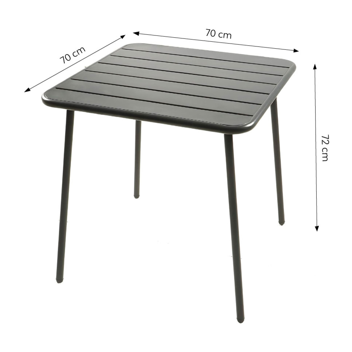 EVORA Table carrée 4 places 70x70cm gris foncé