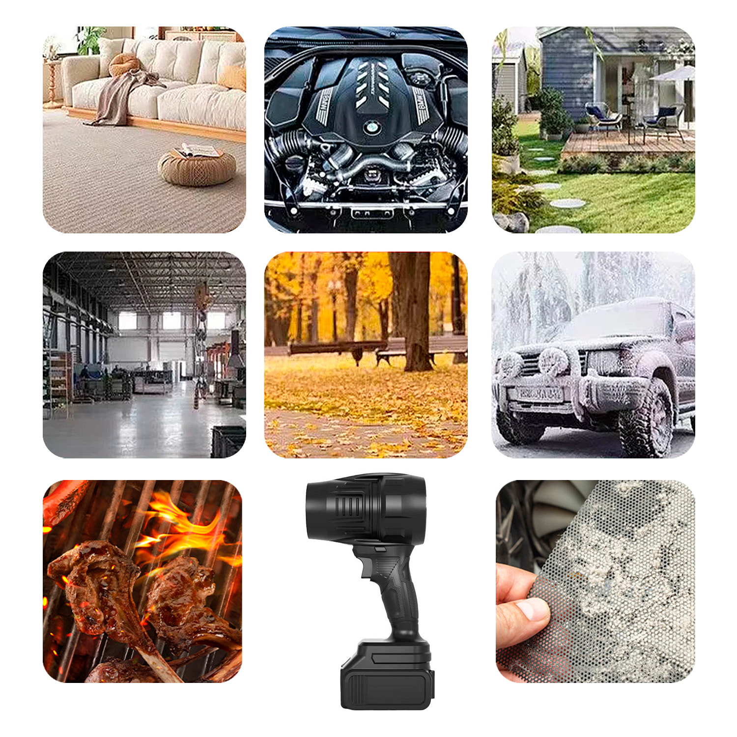 Electroventilador canalizado de 21V 200 W, bateria de litio extraible 6500 mah