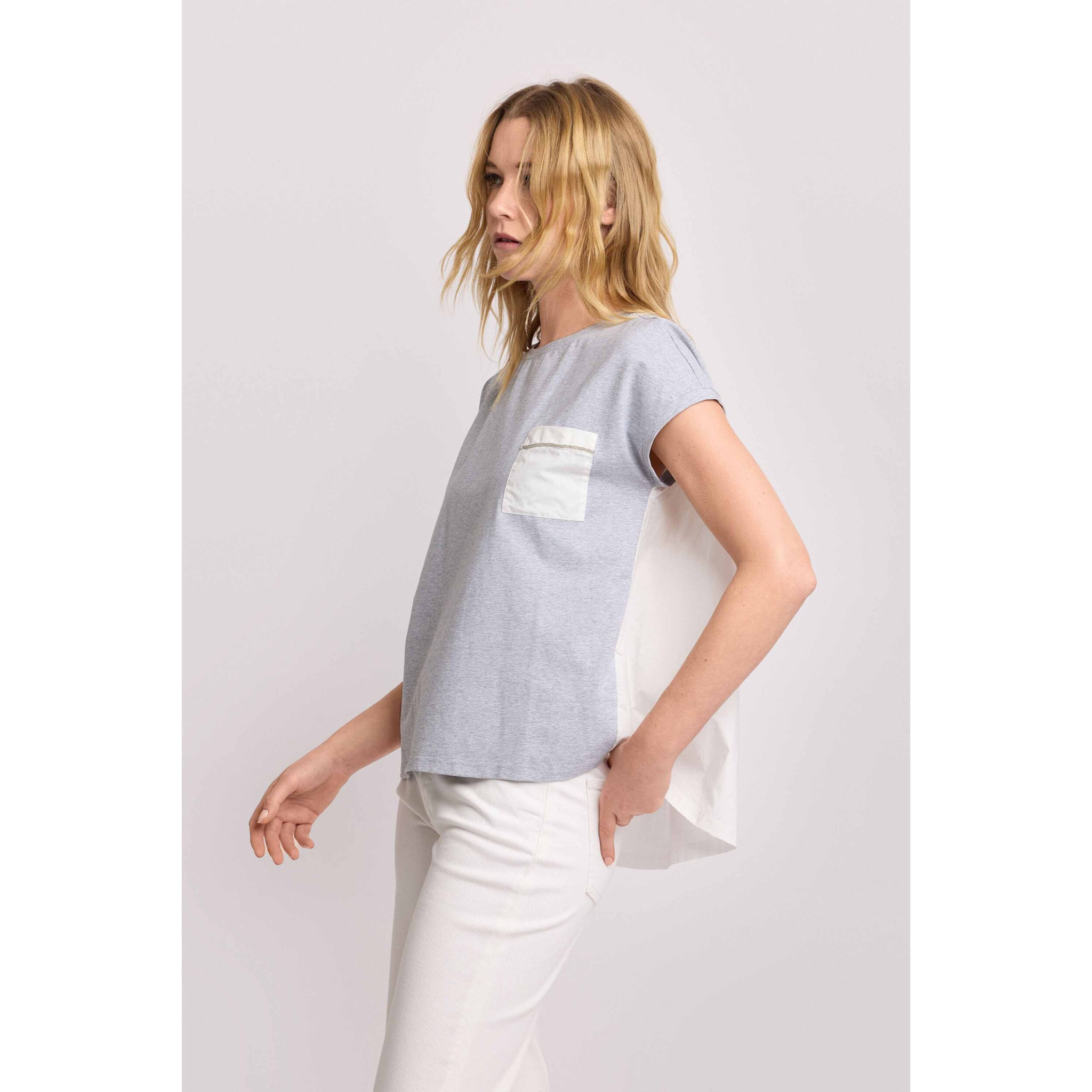 Kocca - T-shirt con taschino Donna, Tinta unita, Girocollo