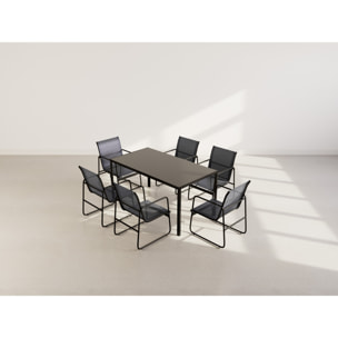 Murillo - ensemble table et chaises de jardin - 6 personnes - noir et gris - Noir / Gris