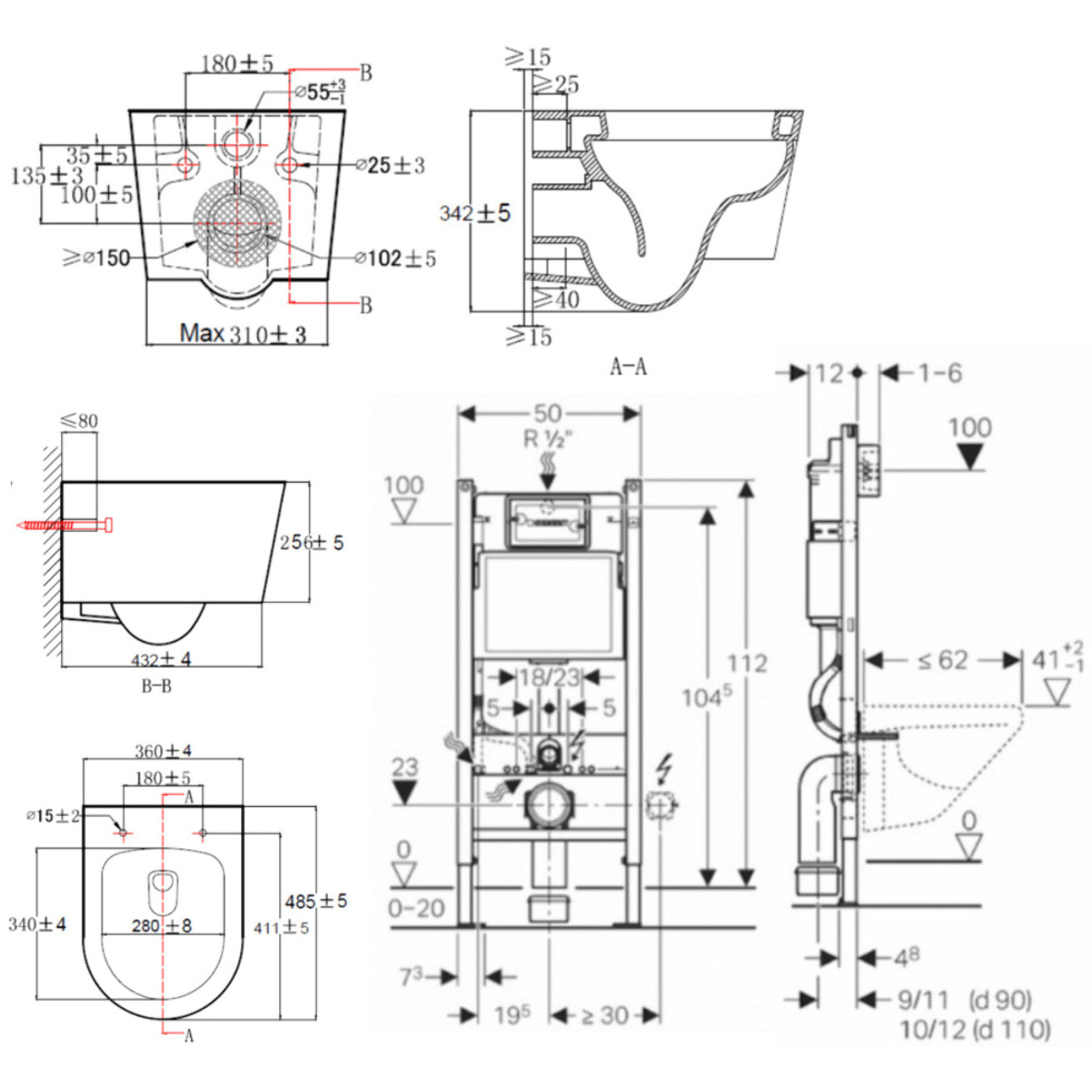 Pack Bati-support Geberit 112cm + Cuvette Swiss Aqua Technologies sans bride + Plaque blanche (SATrimlessGeb3)