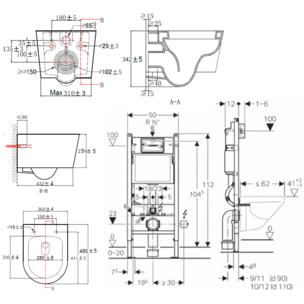 Pack Bati-support Geberit 112cm + Cuvette Swiss Aqua Technologies sans bride + Plaque blanche (SATrimlessGeb3)