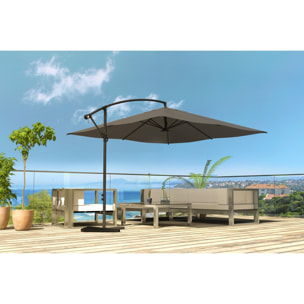 Parasol LED déporté carré 3x3m gris DAVAGNA