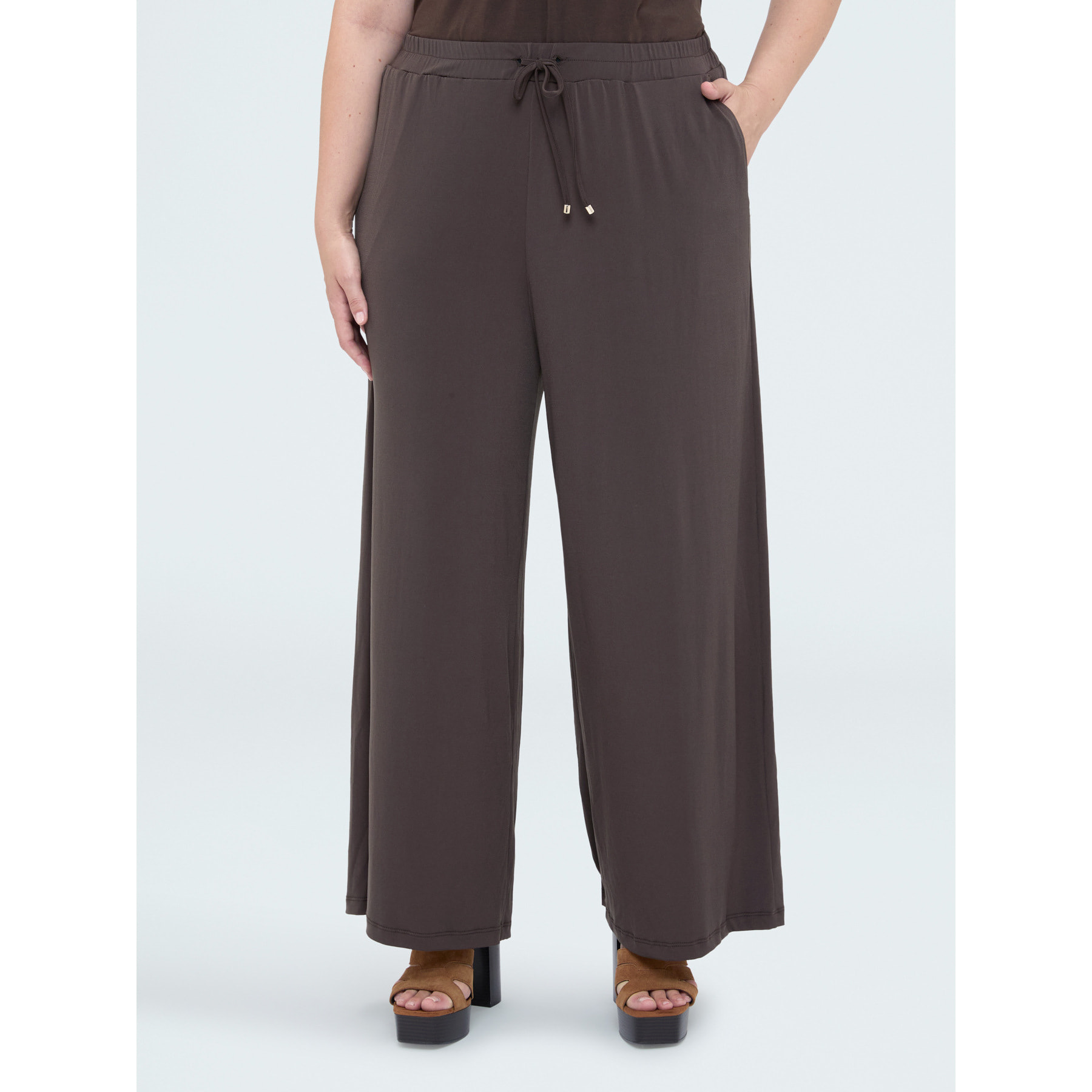 Fiorella Rubino - Pantaloni palazzo in jersey - Marrone