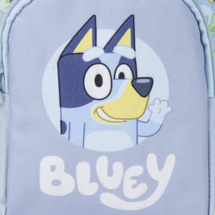 Mochila bandolera de bluey - color azul - 13x23x7cm - fabricada en poliéster - bandolera infantil con asas ajustables - compartimento principal