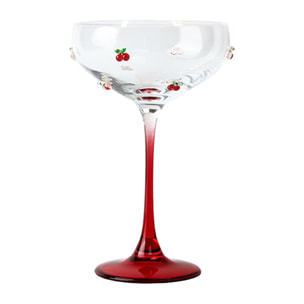 Lot de 4 coupes à champagne 27cl à motif cerise CERISE