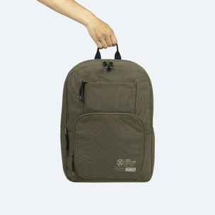 Mochila Doble Compartimento Sostenible Kaki TECA RECYCLED. DOUBLE