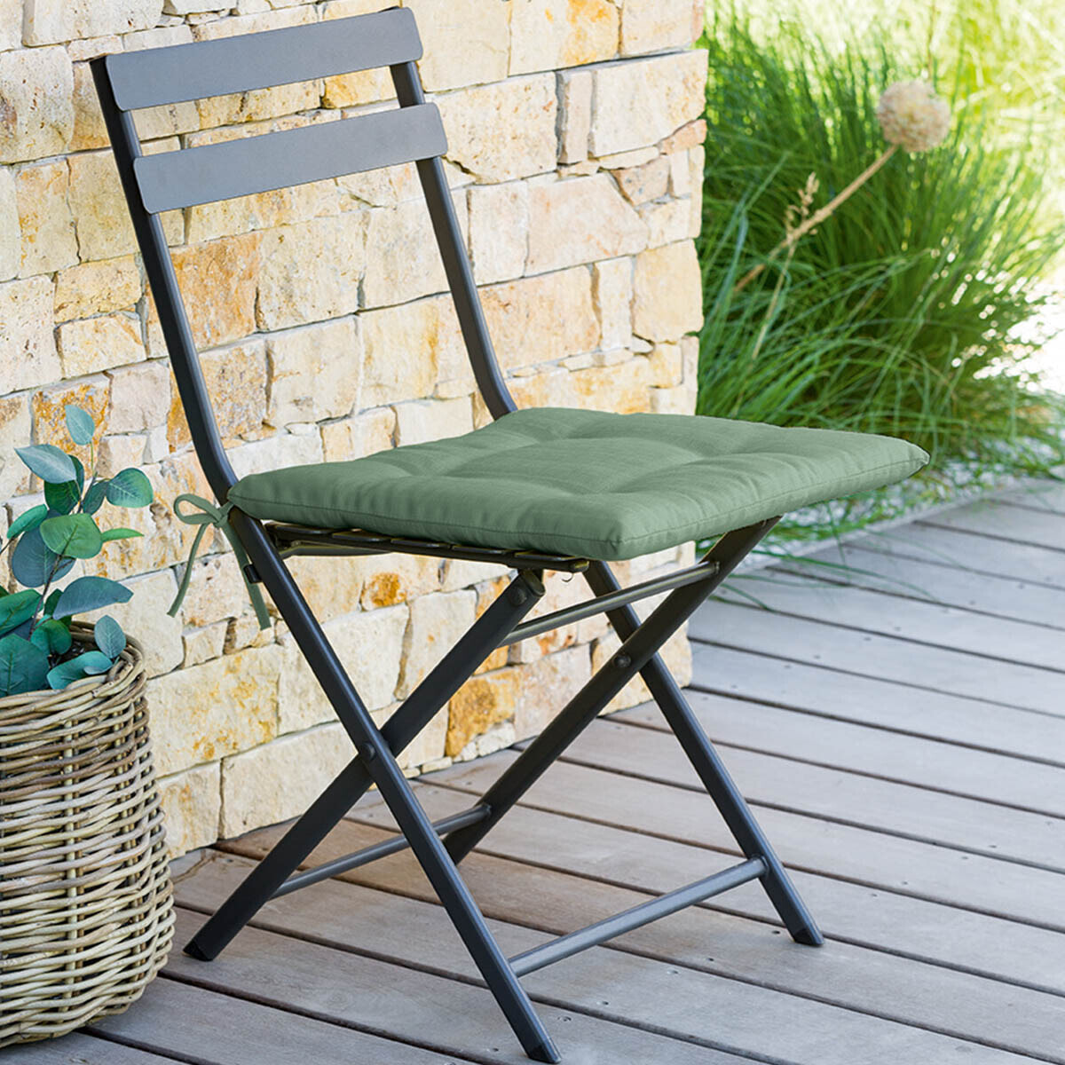 Galette de chaise 4 points Korai Vert olive