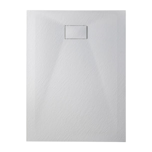 Essential 140x80 cm receveur de douche rectangulaire à poser SMC avec surface effet pierre, blanc (CERAES14080W)