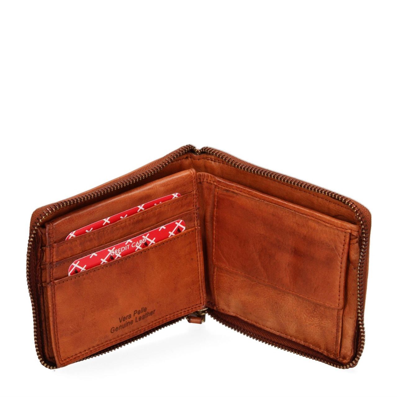 Portafoglio uomo in vera pelle - Modello False - Casual - 12.5 x 11.0 x 2.5 cm