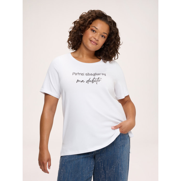 Fiorella Rubino - Camiseta de algodón con frase irónica - Blanco