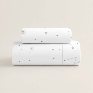 Funda Nórdica Estampada - Reversible - Infantil - Cierre Solapa - 100% Algodón - Incluye 1 Funda de Almohada - Cuna/Maxicuna - Viaje Espacial