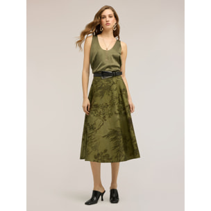 Motivi - Top de raso de hombro ancho - Verde militare