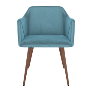 Lot de 2 chaises avec accoudoirs en velours bleu - Daisy
