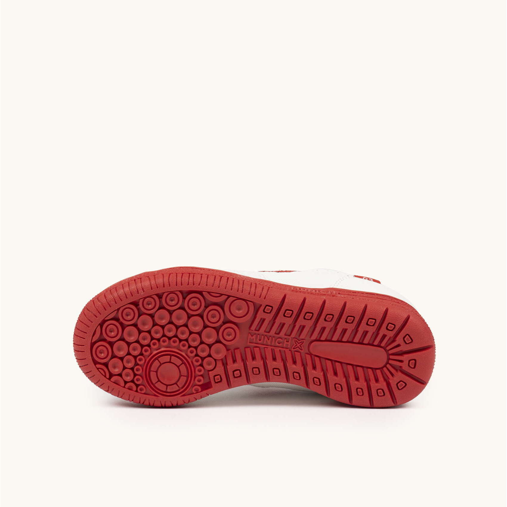 Zapatillas Infantiles de Fútbol Sala en Color Blanco y Rojo con Triple Velcro MUNICH G-3 KID VCO 455