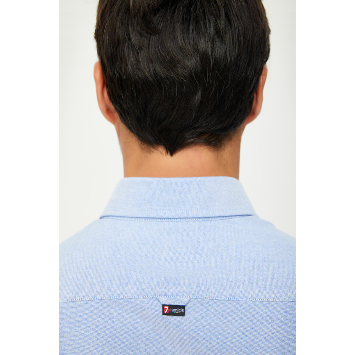 Camicia Uomo 1 Bottone Button Down Slim Oxford Lavato Unito Bluette