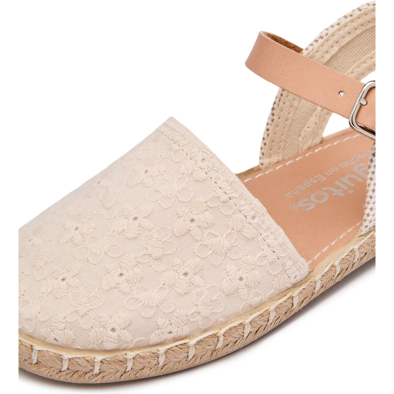Alpargatas de Niña con Diseño de Flores en Beige