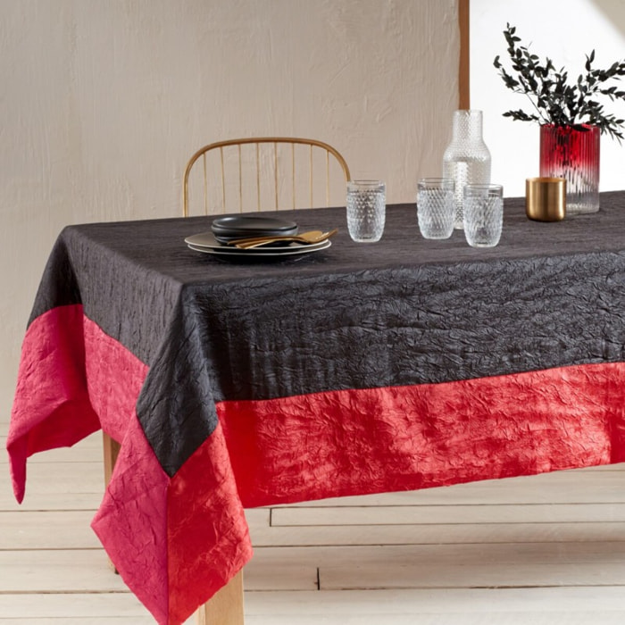 Nappe taffetas froissé AMBIANCE anthracite fuchsia