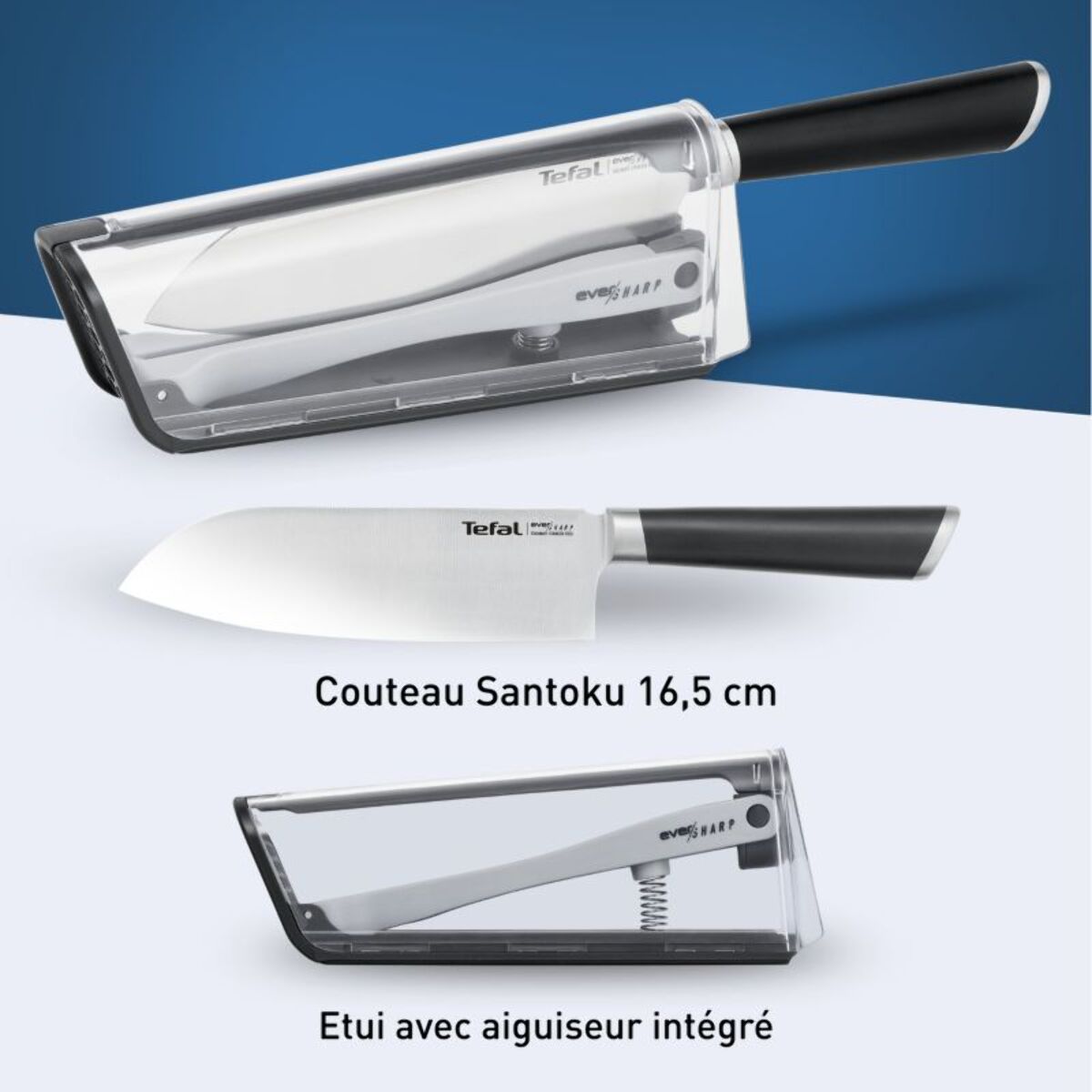 Couteau japonais TEFAL Ever Sharp Santoku + Aiguiseur