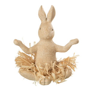 J-Line Figurine Lapin Yoga - pierre - naturel