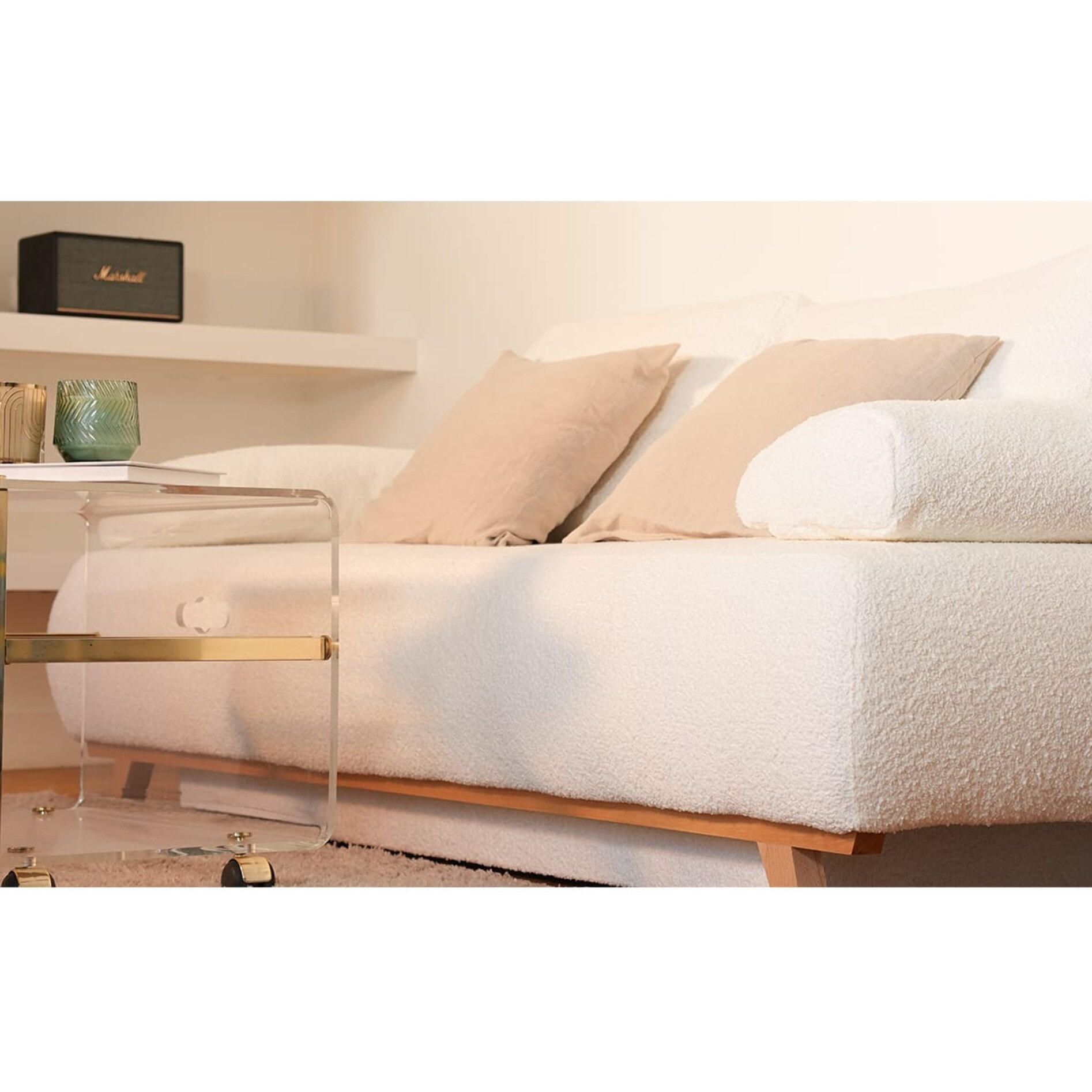 Canapé convertible 3 places en tissu bouclé - LARIA