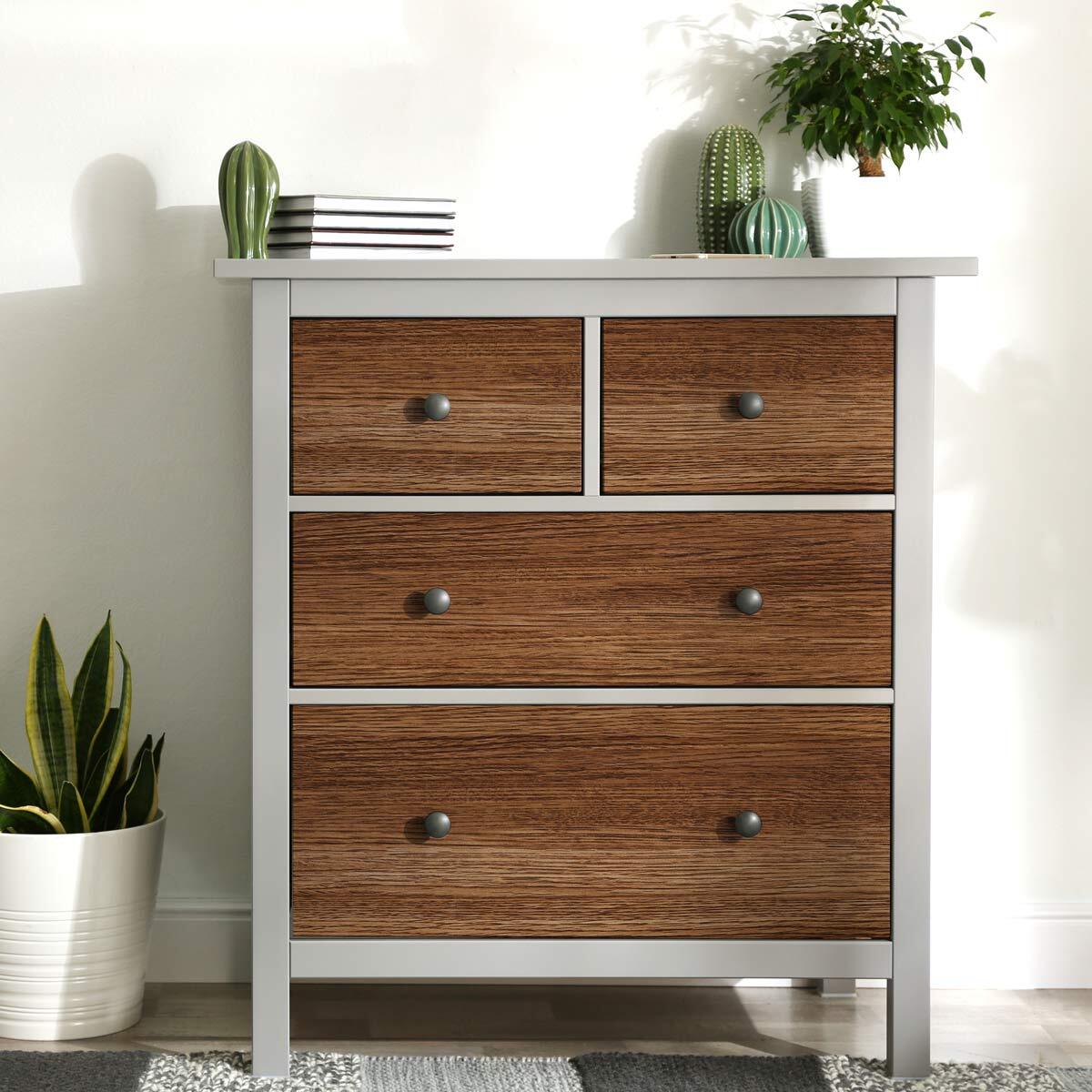 Rouleau revêtement adhésif vinyle au mètre - Sticker lavable Cuisine Meuble Armoire Porte - BOIS CHOCOLAT