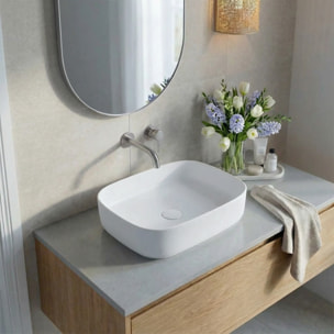 Vasque à poser rectangulaire 50 x 37,5 x 13,5 cm sans trop-plein blanc mat PixL (CEPX4937WM)