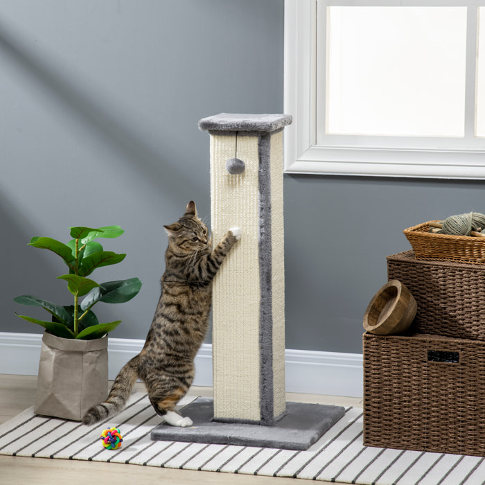 Poste Rascador para Gatos Altura 81 cm Rascador para Gatos Arañador para Gatos con Poste de Sisal y Bola Colgante 41x41x81 cm Gris