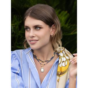 Collana U.S. Polo Assn. In metallo dorato con lapislazzuli e agata blu