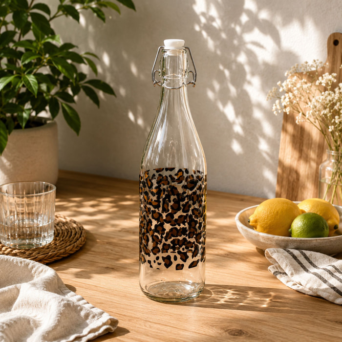 Bouteille léopard 1l en verre