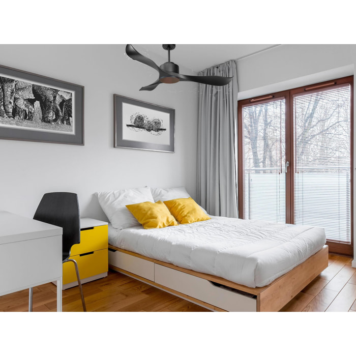 Ventilateur de plafond ø132 cm avec Wifi Réversible Hypersilence 40   W Noir