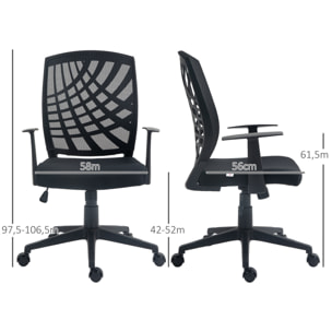 Chaise de bureau design ergonomique réglable accoudoirs maille noir