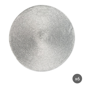 Set de 6 sets de table ronds Excelsa – Platinum, Polypropylène Argenté