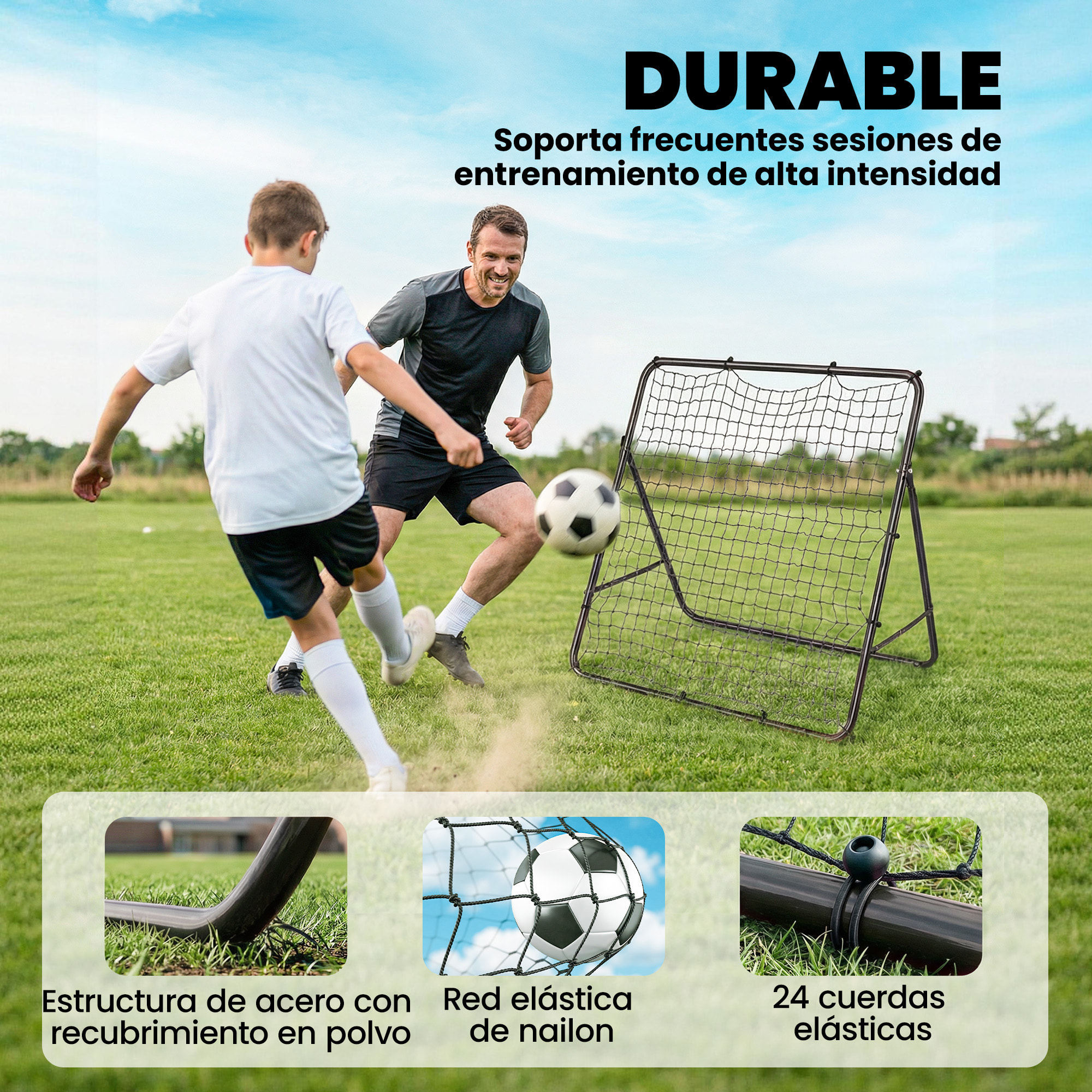 Red de Rebote Plegable, Reboteador de Fútbol Ángulo Ajustable de 5 Niveles, con Tubo de Acero, Fácil de Instalar, para Entrenamiento de Fútbol, 120x73x112 cm, Negro
