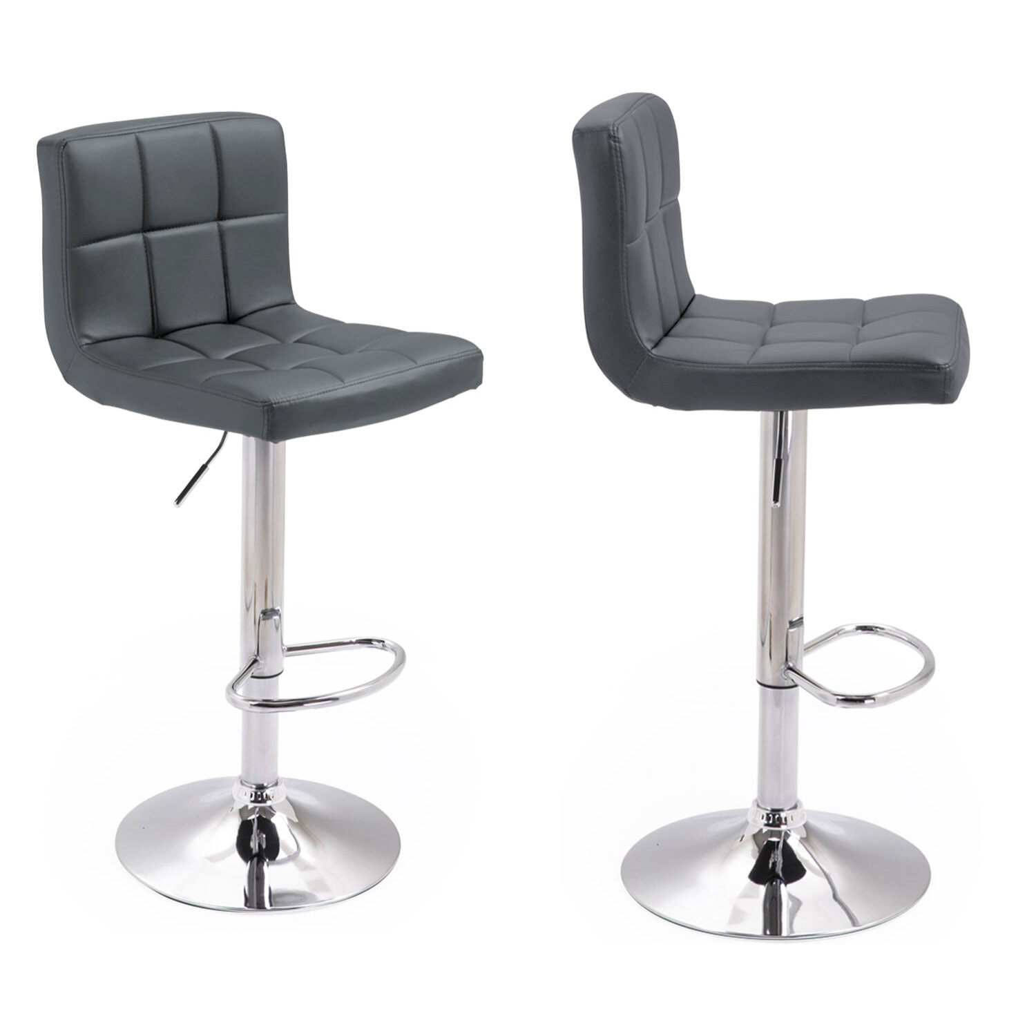 Lot de 2 tabourets de bar gris MIKE