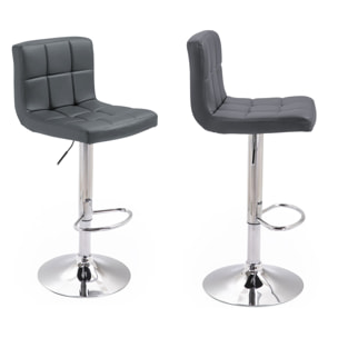 Lot de 2 tabourets de bar gris MIKE