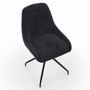 Chaises Olivia pivotantes velours et pieds métal