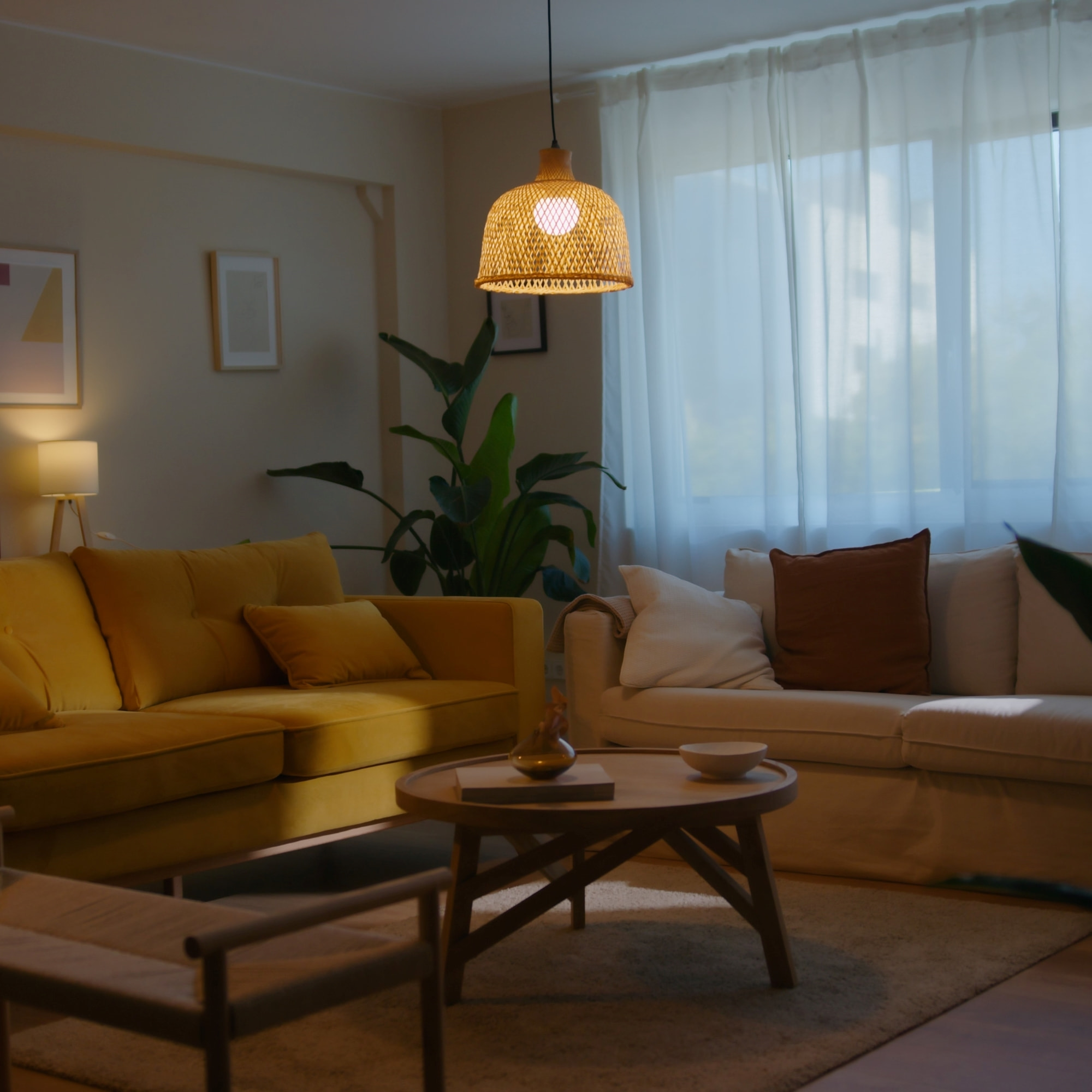 FORLIGHT Riba - Lámpara Colgante De Techo De Ratán Natural - Lámpara De Techo Moderna De E