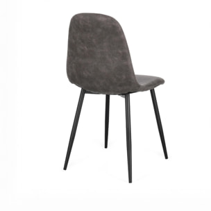 Set di 4 sedie SALAMANCA in similpelle antracite e gambe nere