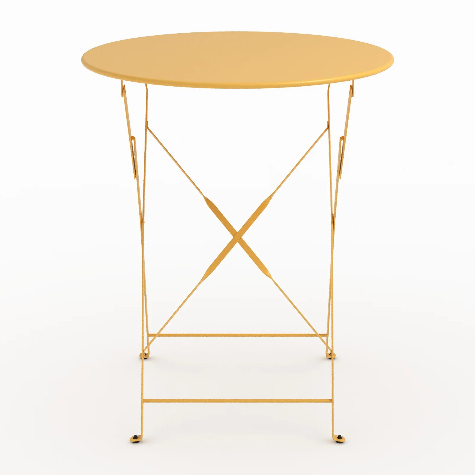 Table ronde et chaises de jardin pliantes 2 places en métal jaune - Kayla