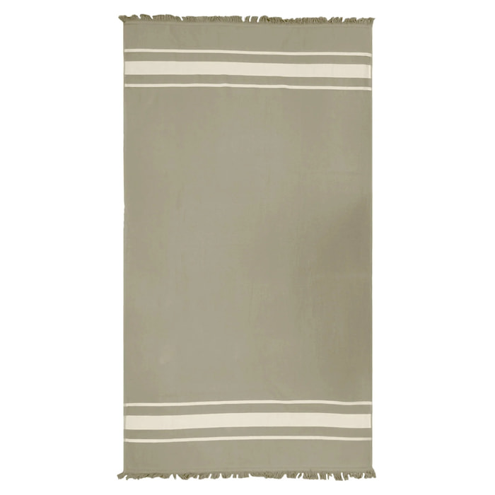 Fouta doublée éponge L - Caraibes Taupe - 340g/m²