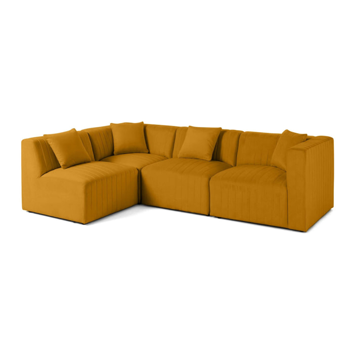 Nova - canapé modulable d'angle gauche - 5 places - en velours - Jaune